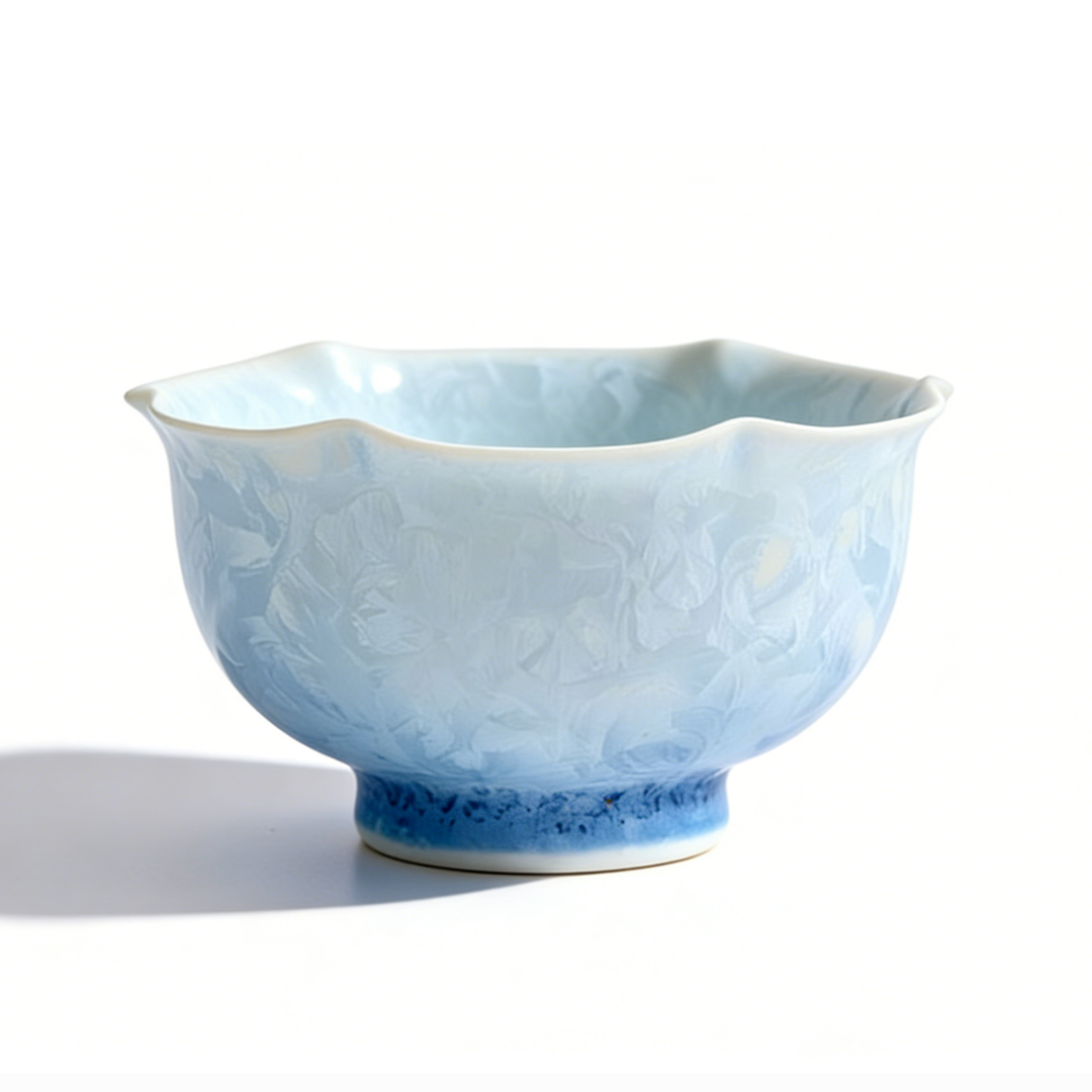 Crystalline Kiln-Changed Flower-Mouth Master's Cup – Single Ceramic Tasting Cup / Portable Travel High-Fired Tea Bowl