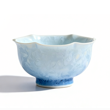 Crystalline Kiln-Changed Flower-Mouth Master's Cup – Single Ceramic Tasting Cup / Portable Travel High-Fired Tea Bowl