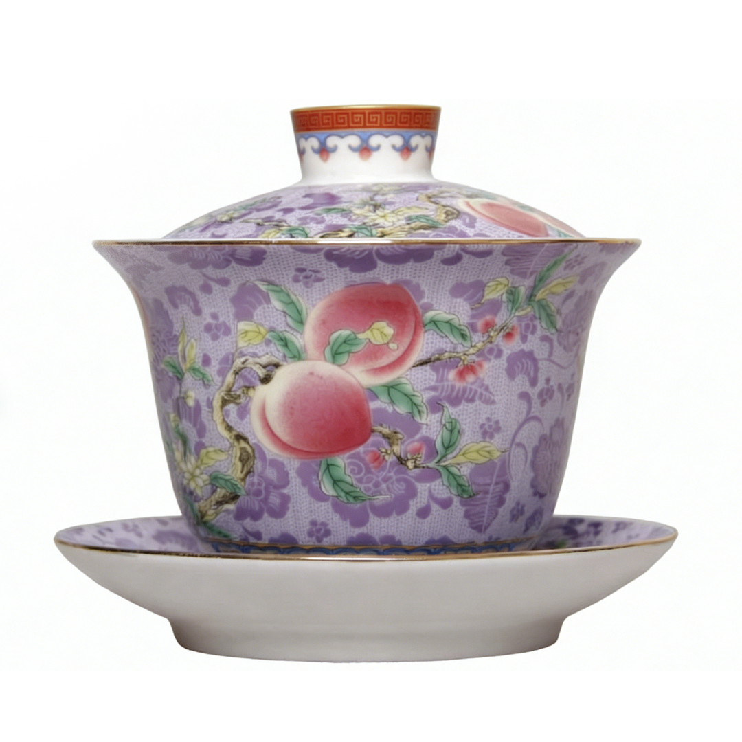 Purple enamel tea bowl