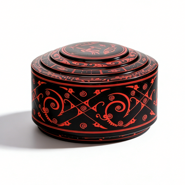 Zeng Hou Yi Painted Phoenix and Fish Pattern Round Lacquer Cosmetic Box