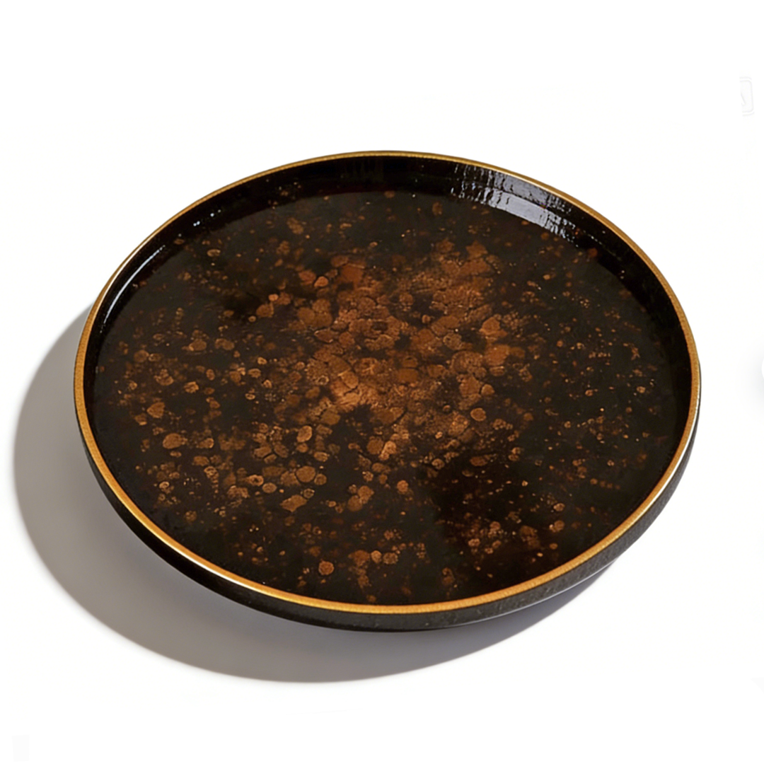 Round Lacquerware Wooden Tray / Tea Tray