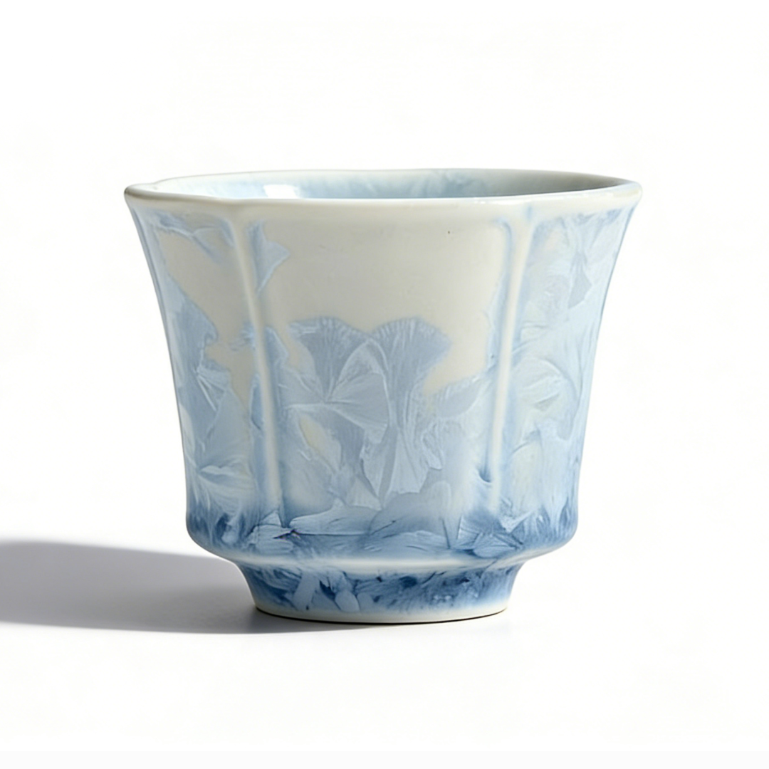 Crystalline Kiln-Changed Flower-Mouth Master's Cup – Single Ceramic Tasting Cup / Portable Travel High-Fired Tea Bowl