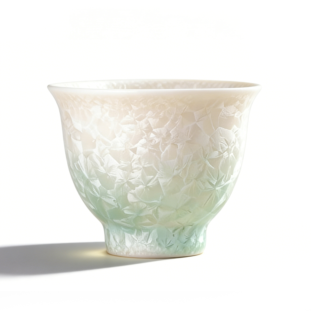 Kiln-Changed Crystalline Glaze Ice Flower Teacup – High-Fired Ceramic Gongfu Tea Set / Tasting Cup / Small Wine Cup / Guest Cup / Steeping Cup / Tea Bowl