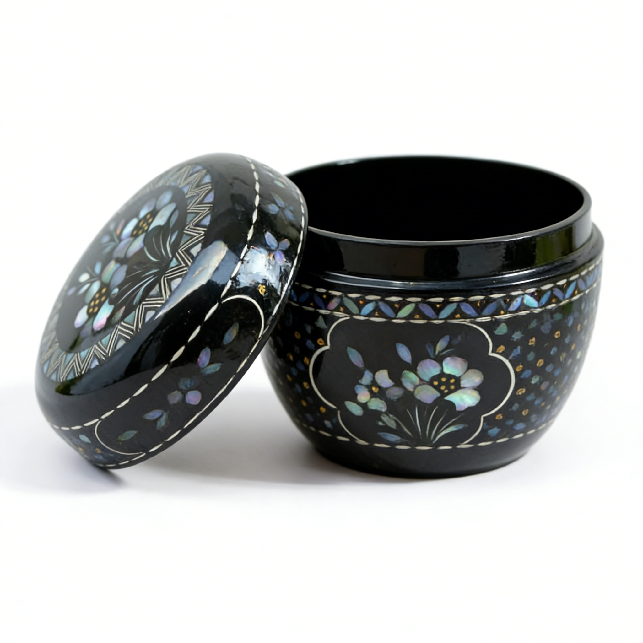 Pingyao Polished Lacquerware Tea Canister with Mother-of-Pearl Inlay
