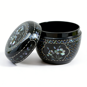 Pingyao Polished Lacquerware Tea Canister with Mother-of-Pearl Inlay