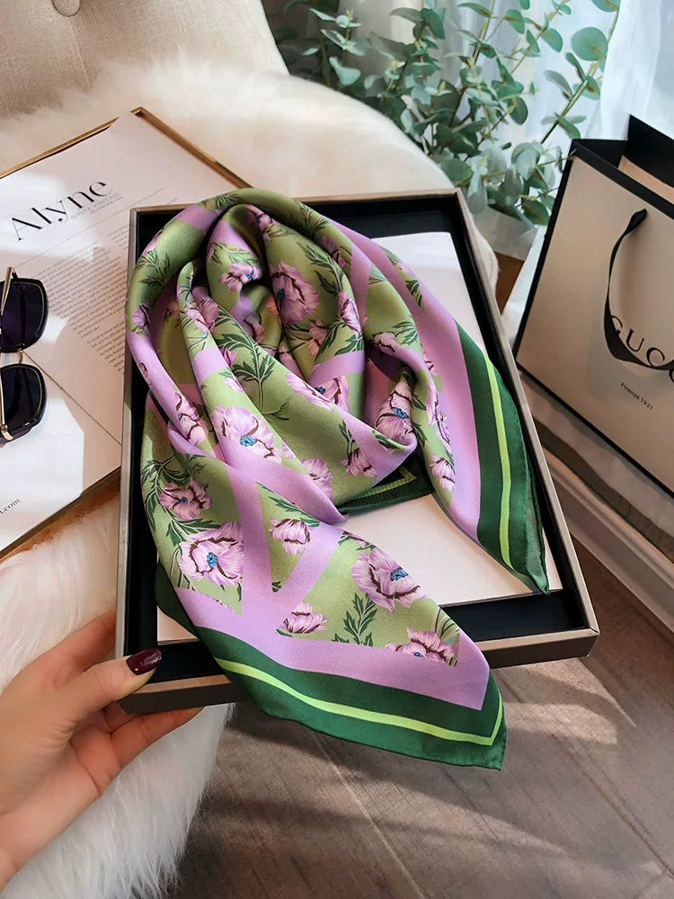 Green Silk Square Scarf