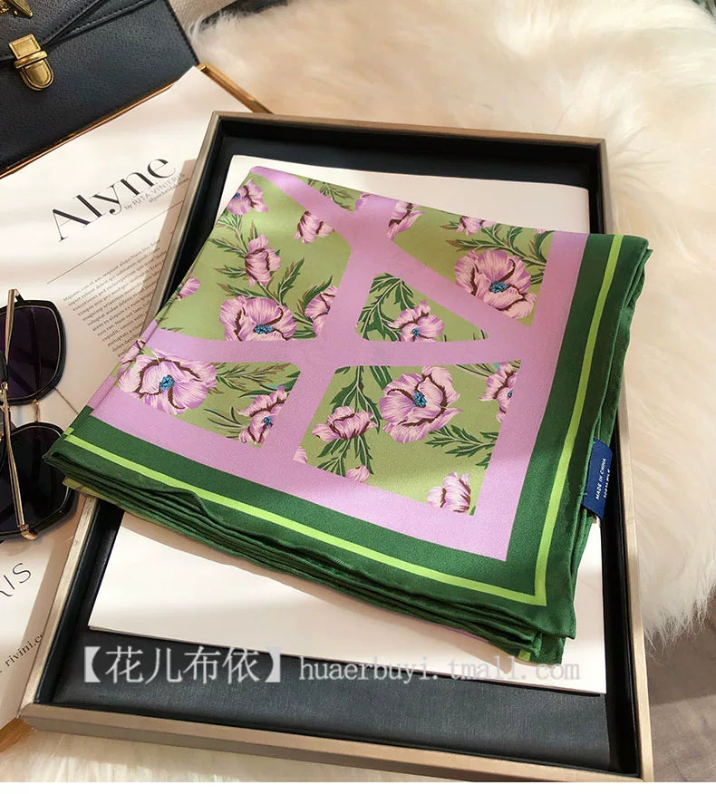 Green Silk Square Scarf