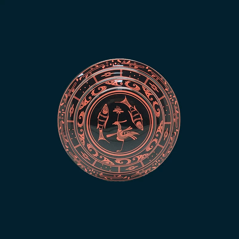 Zeng Hou Yi Painted Phoenix and Fish Pattern Round Lacquer Cosmetic Box