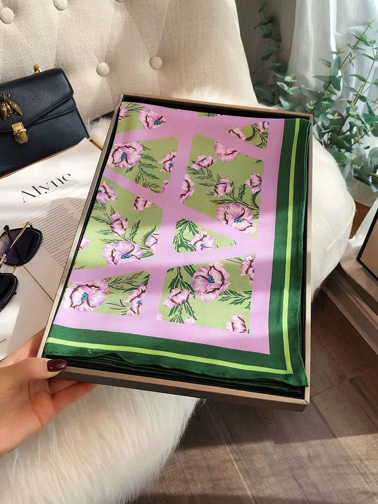 Green Silk Square Scarf
