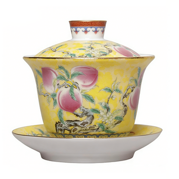 Yellow enamel tea bowl