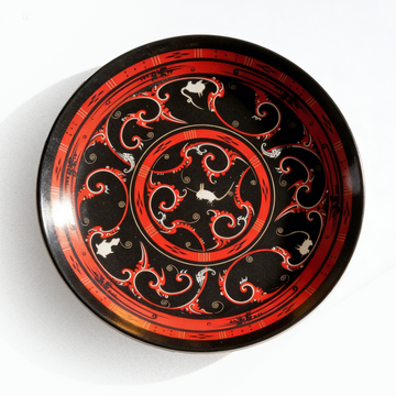 Chu-Han Charm Leopard Cat Pattern Lacquer Food Plate