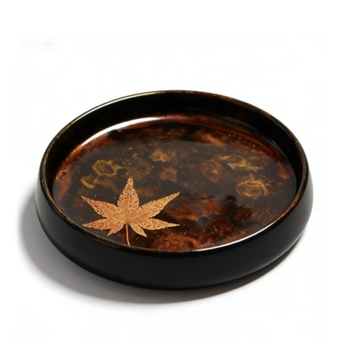 Rhino Skin Lacquerware Maple Leaf Pattern Round Plate / Tray